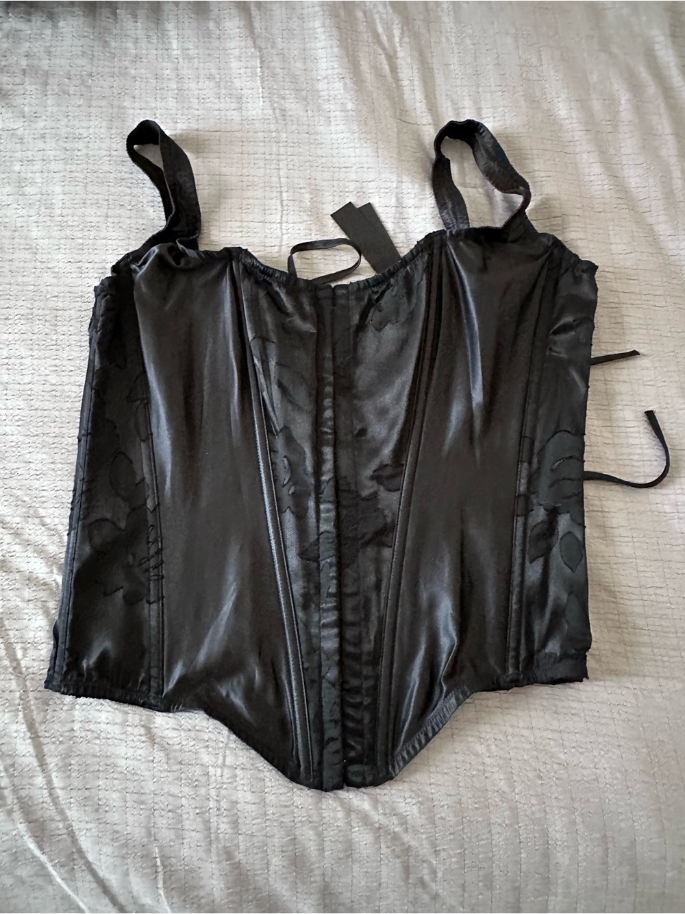 Victoria's Secret Black Lace-Up Satin Corset